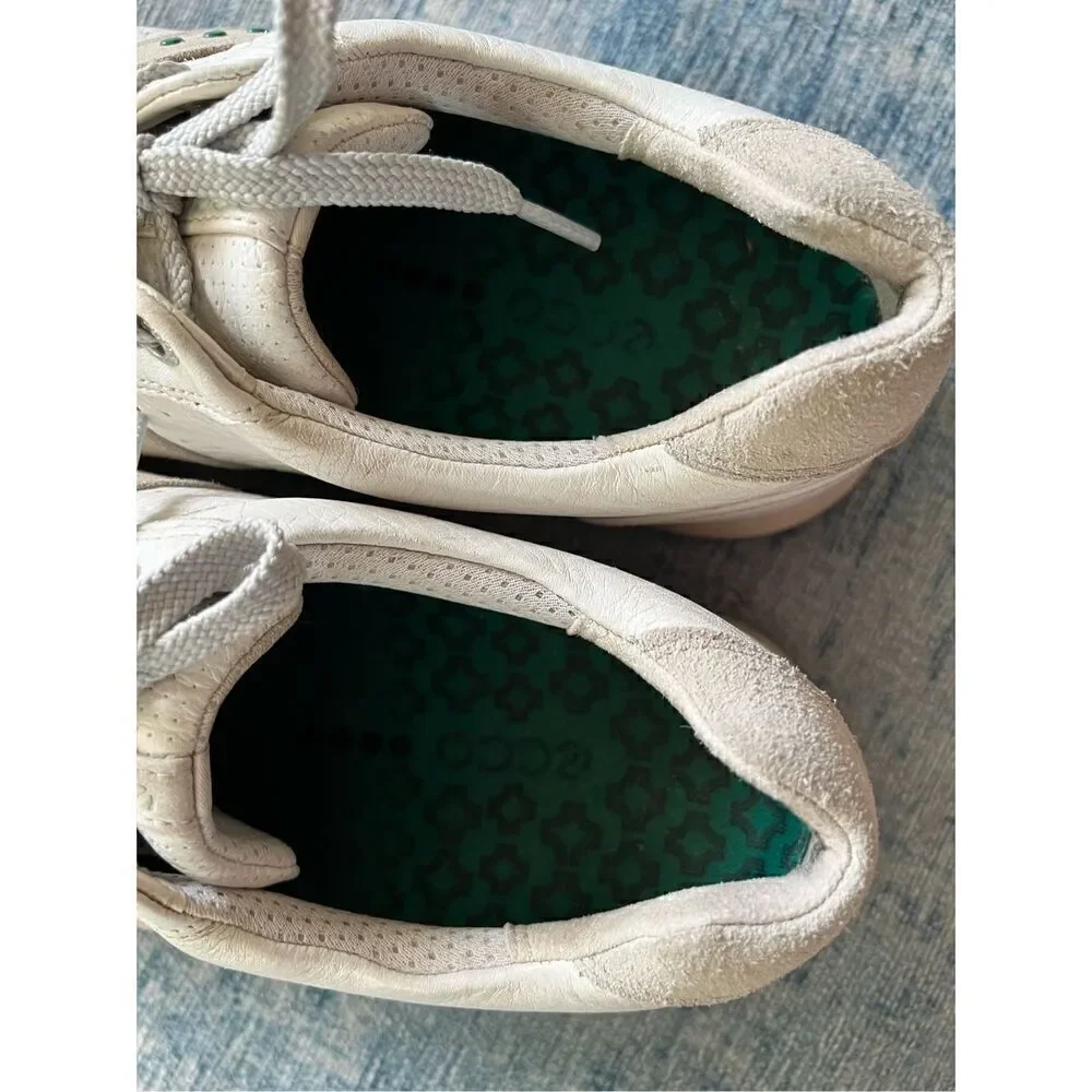 Ecco White Beige Green Street Premiere Golf Shoes Men's US 10
